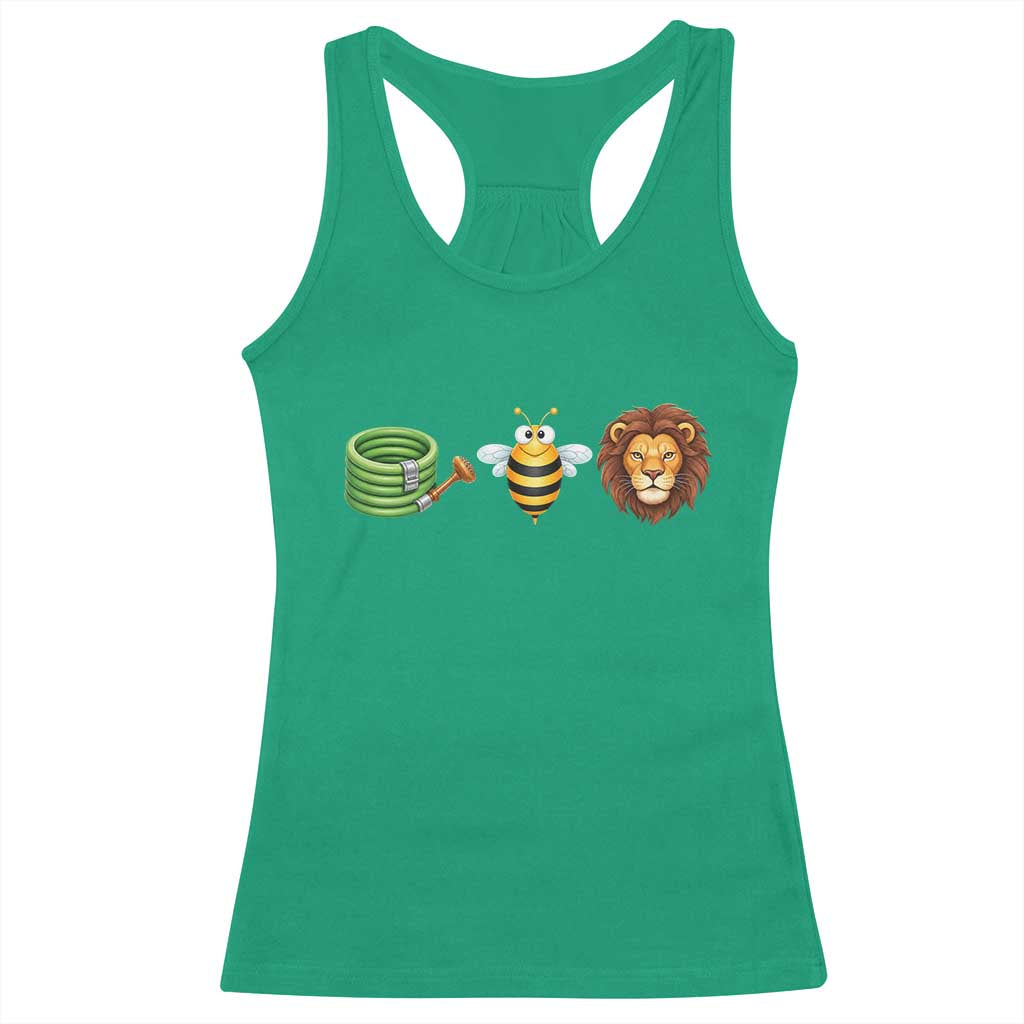 Hose Bee Lion Meme Slang Funny Wordplay Pun Graphic Racerback Tank Top TS02 Irish Green Print Your Wear