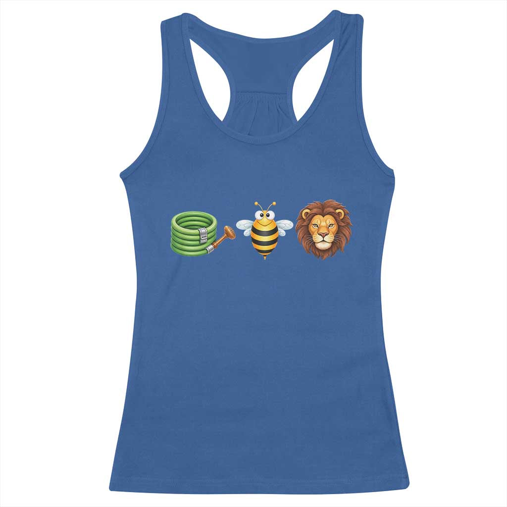 Hose Bee Lion Meme Slang Funny Wordplay Pun Graphic Racerback Tank Top TS02 Royal Blue Print Your Wear