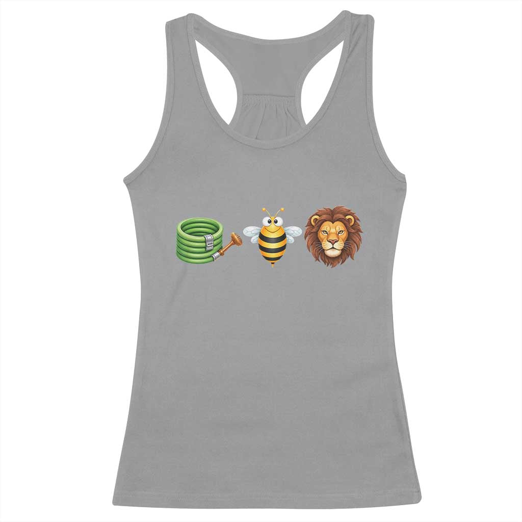 Hose Bee Lion Meme Slang Funny Wordplay Pun Graphic Racerback Tank Top TS02 Sport Gray Print Your Wear