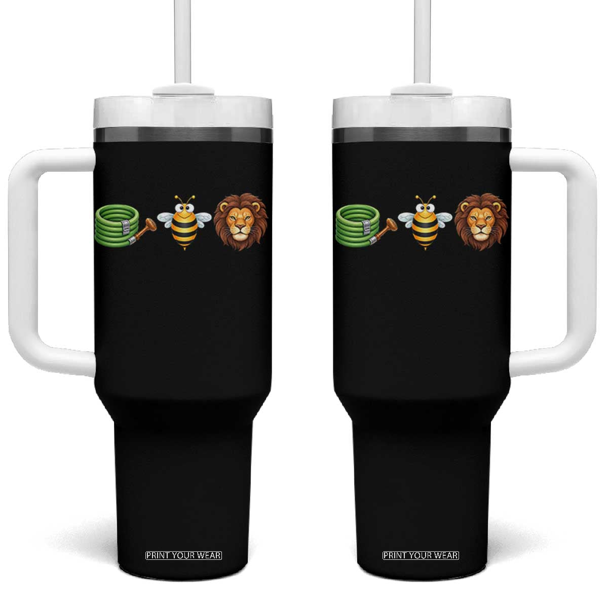 Hose Bee Lion Meme Slang Funny Wordplay Pun Graphic Tumbler With Handle TS02 One Size: 40 oz Black Print Your Wear