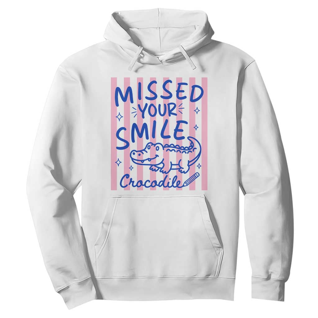 Cute Crocodile Pun Back To School Retro Preppy Hoodie Missed Your Smile Crocodile TS02 White Print Your Wear