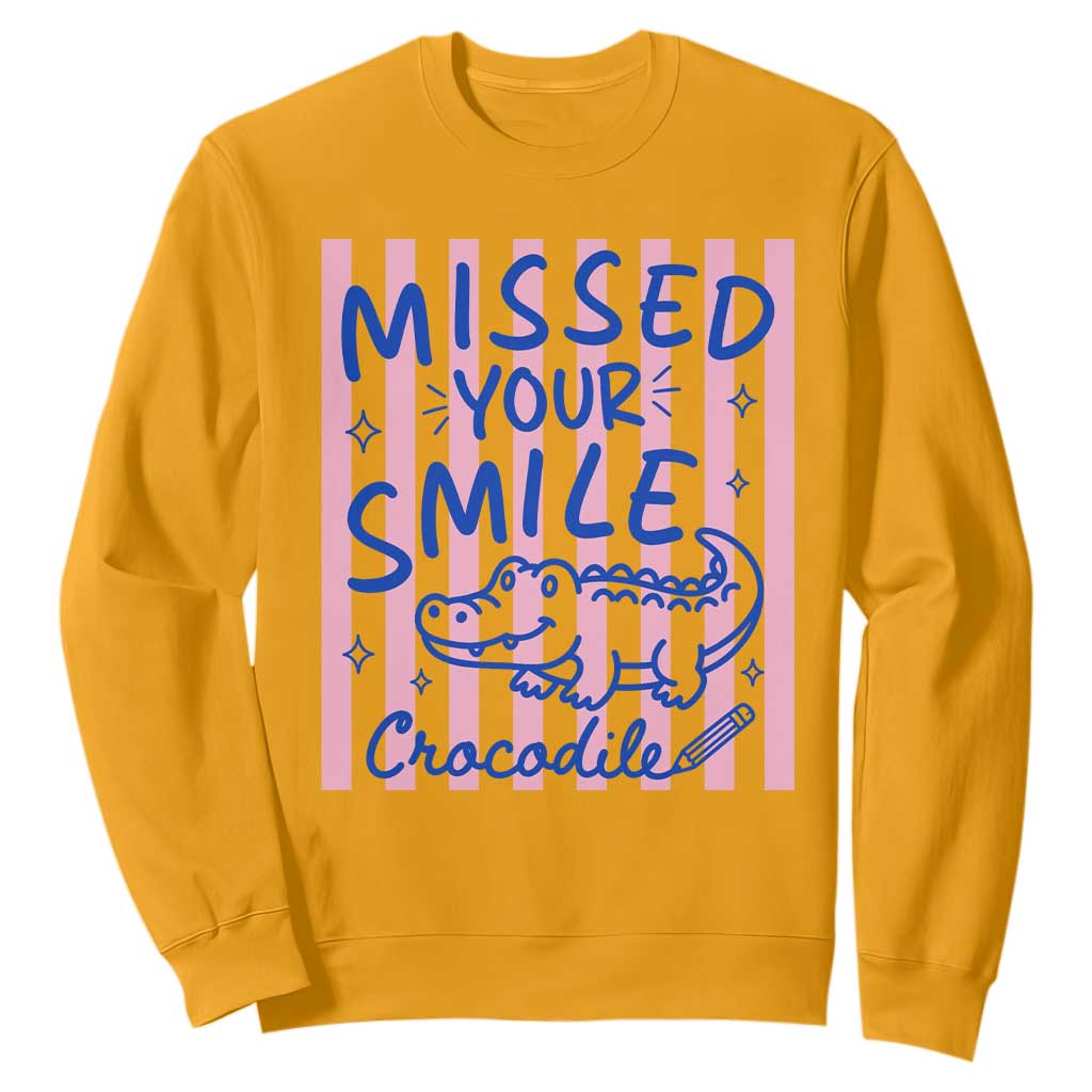 Cute Crocodile Pun Back To School Retro Preppy Sweatshirt Missed Your Smile Crocodile TS02 Gold Print Your Wear