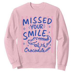 Cute Crocodile Pun Back To School Retro Preppy Sweatshirt Missed Your Smile Crocodile TS02 Light Pink Print Your Wear