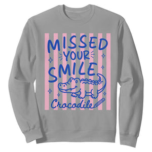 Cute Crocodile Pun Back To School Retro Preppy Sweatshirt Missed Your Smile Crocodile TS02 Sport Gray Print Your Wear