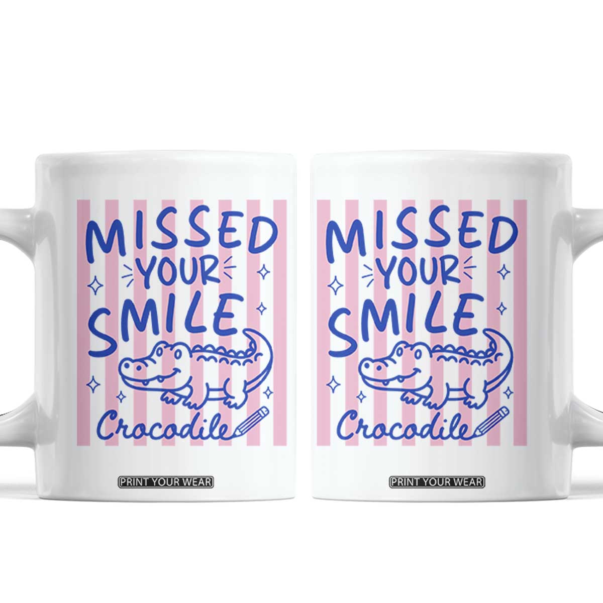 Cute Crocodile Pun Back To School Retro Preppy Coffee Mug Missed Your Smile Crocodile TS02 White Print Your Wear
