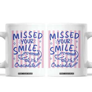 Cute Crocodile Pun Back To School Retro Preppy Coffee Mug Missed Your Smile Crocodile TS02 White Print Your Wear