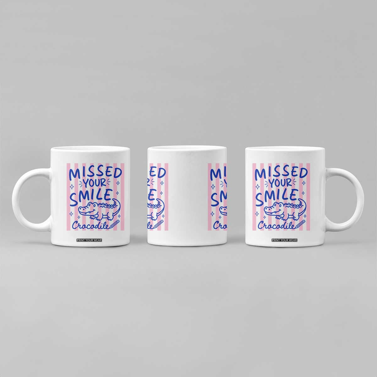 Cute Crocodile Pun Back To School Retro Preppy Coffee Mug Missed Your Smile Crocodile TS02 Print Your Wear