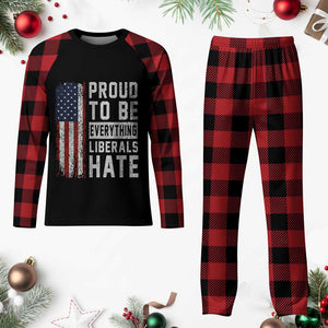Proud To Be Everything Liberals Hate Satire Plaid Pajama Set Distressed American Flag Patriotic Sarcasm Graphic TS02 Buffalo Plaid Print Your Wear