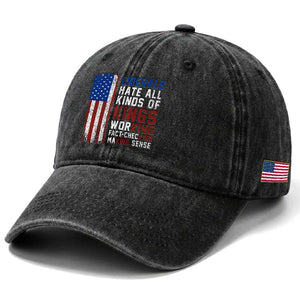 Liberals Hate All Kinds Of Kings American Flag Washed Cotton Baseball Cap Working Fact Checking Making Sense Patriotic Sarcasm TS02 Print Your Wear