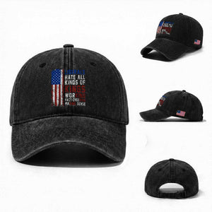 Liberals Hate All Kinds Of Kings American Flag Washed Cotton Baseball Cap Working Fact Checking Making Sense Patriotic Sarcasm TS02 Washed Cap Universal Fit Black Print Your Wear