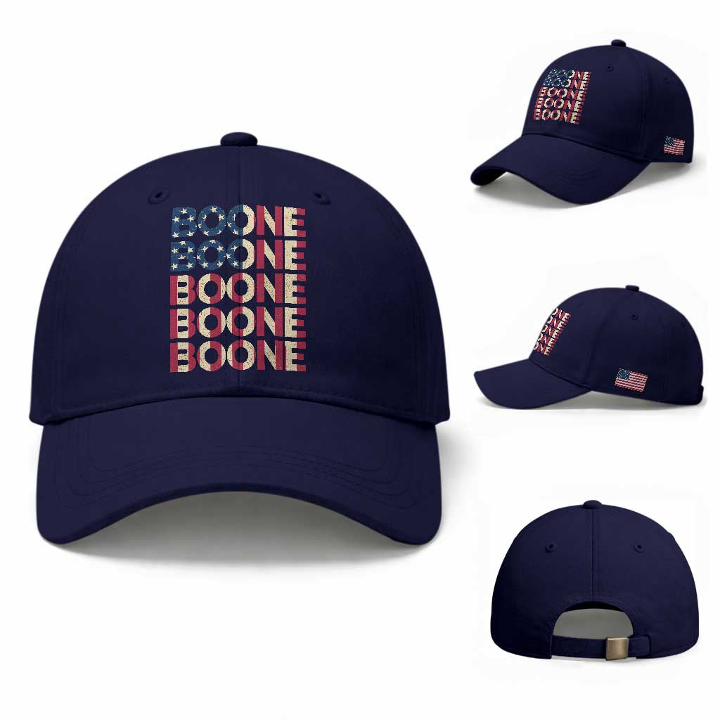 Boone Name Lover American Flag USA Stars Stripes Baseball Cap TS02 Baseball Cap Universal Fit Dark Blue Print Your Wear