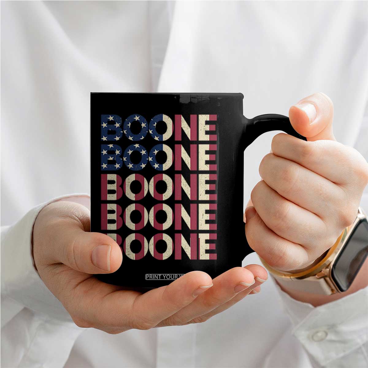 Boone Name Lover American Flag USA Stars Stripes Coffee Mug TS02 Print Your Wear