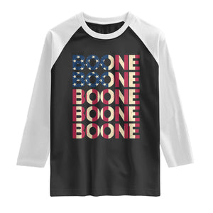 Boone Name Lover American Flag USA Stars Stripes Raglan Shirt TS02 Black White Print Your Wear