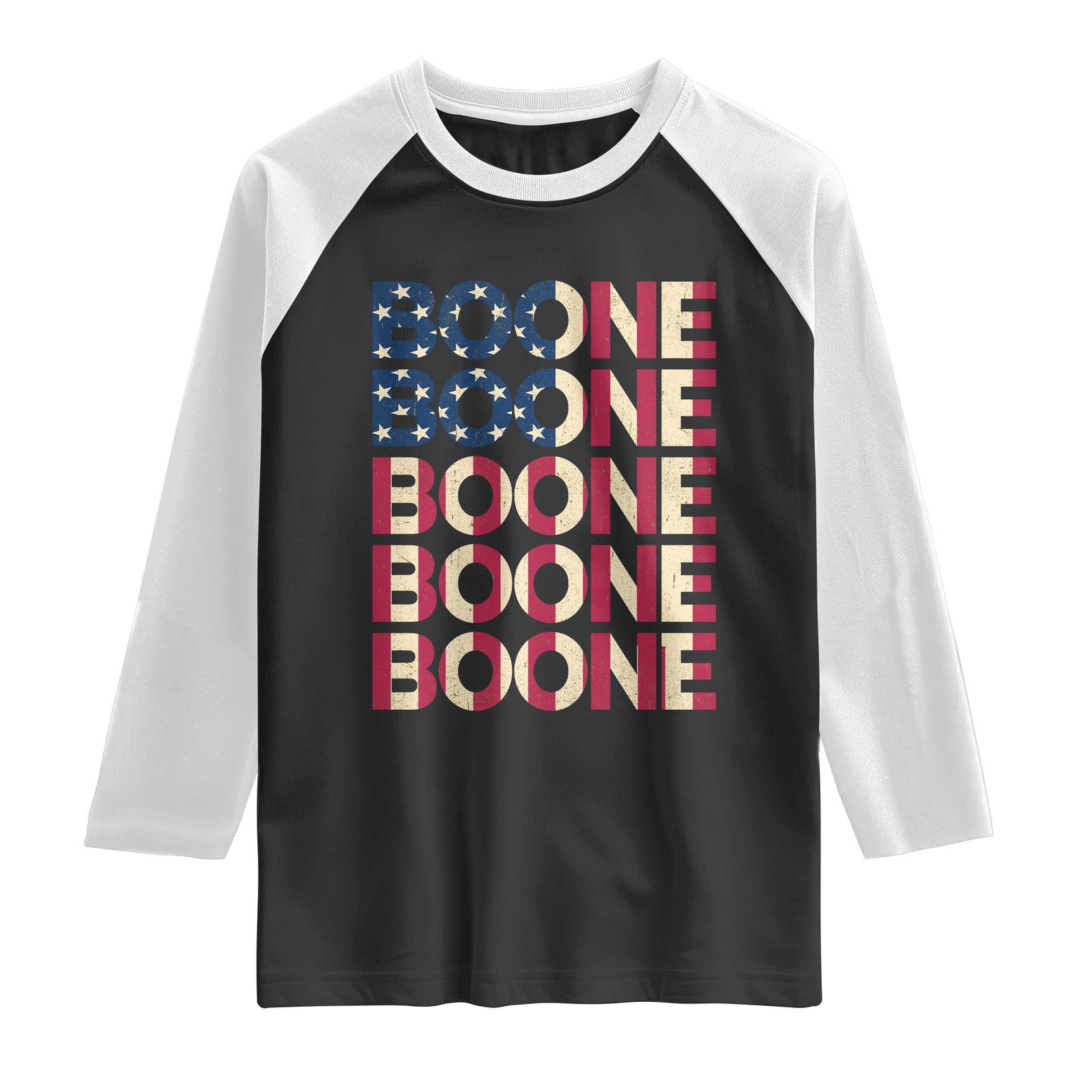 Boone Name Lover American Flag USA Stars Stripes Raglan Shirt TS02 Black White Print Your Wear
