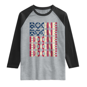 Boone Name Lover American Flag USA Stars Stripes Raglan Shirt TS02 Heather Gray Black Print Your Wear