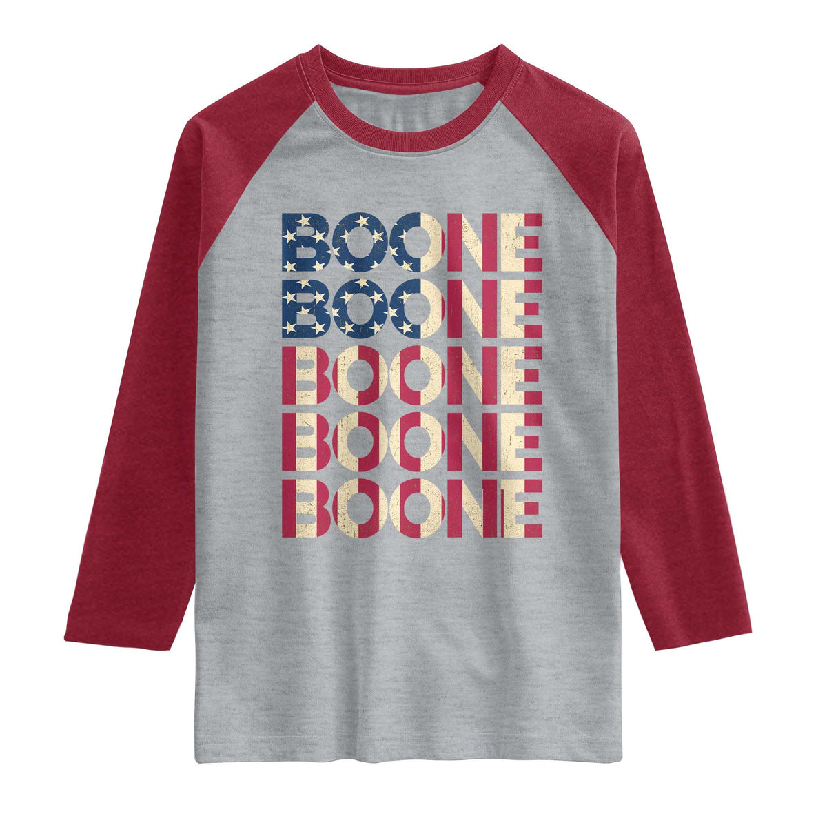 Boone Name Lover American Flag USA Stars Stripes Raglan Shirt TS02 Heather Gray Heather Red Print Your Wear