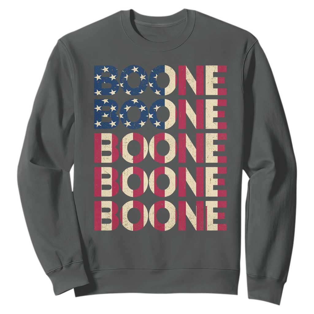 Boone Name Lover American Flag USA Stars Stripes Sweatshirt TS02 Dark Heather Print Your Wear