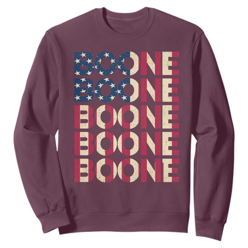 Boone Name Lover American Flag USA Stars Stripes Sweatshirt TS02 Maroon Print Your Wear