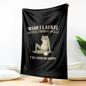 Funny Overthinking Frog Drinking Coffee Meme Throw Blanket What If Everyone Else Is Just Underthinking TS02 Print Your Wear