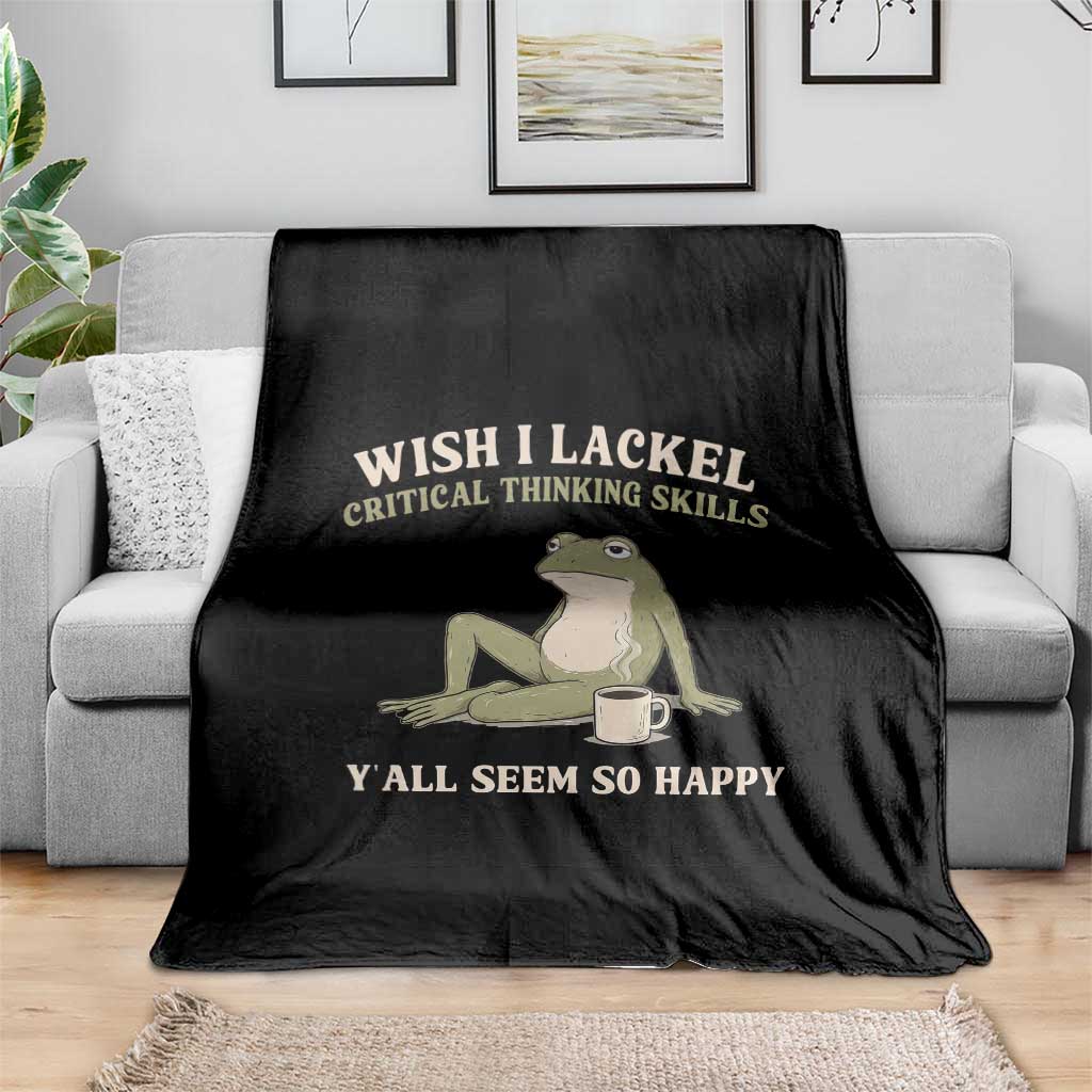 Funny Overthinking Frog Drinking Coffee Meme Throw Blanket What If Everyone Else Is Just Underthinking TS02 Print Your Wear