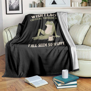Funny Overthinking Frog Drinking Coffee Meme Throw Blanket What If Everyone Else Is Just Underthinking TS02 Print Your Wear