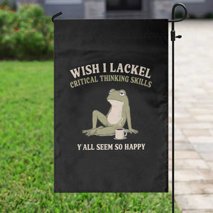Funny Overthinking Frog Drinking Coffee Meme Garden Flag What If Everyone Else Is Just Underthinking TS02 Print Your Wear