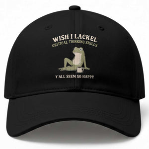 Funny Overthinking Frog Drinking Coffee Meme Baseball Cap What If Everyone Else Is Just Underthinking TS02 Print Your Wear