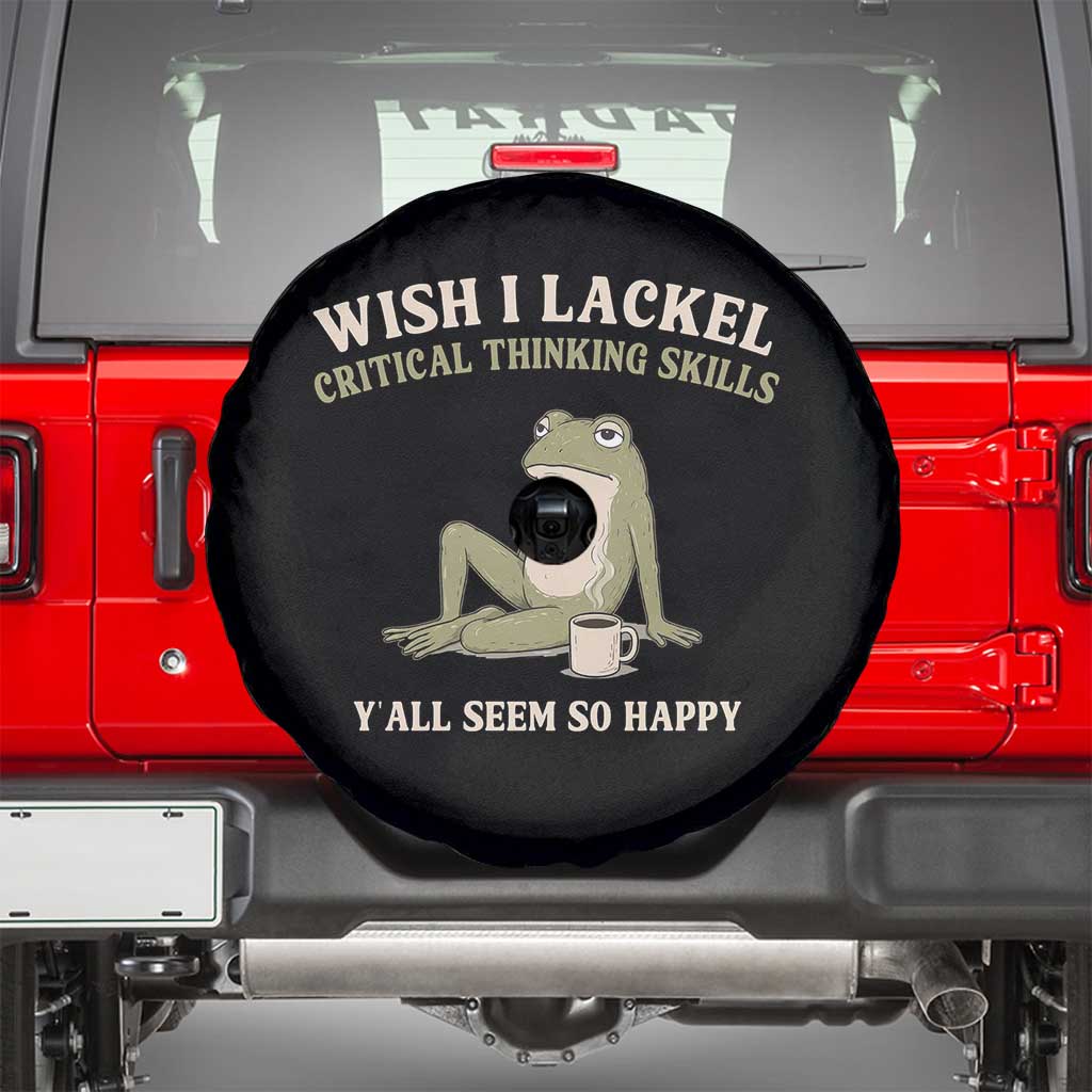 Funny Overthinking Frog Drinking Coffee Meme Spare Tire Cover What If Everyone Else Is Just Underthinking TS02 Black Print Your Wear