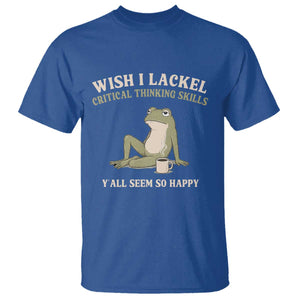 Funny Overthinking Frog Drinking Coffee Meme T Shirt What If Everyone Else Is Just Underthinking TS02 Royal Blue Print Your Wear