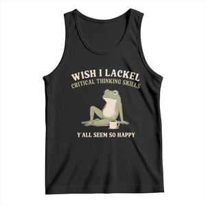 Funny Overthinking Frog Drinking Coffee Meme Tank Top What If Everyone Else Is Just Underthinking TS02 Black Print Your Wear