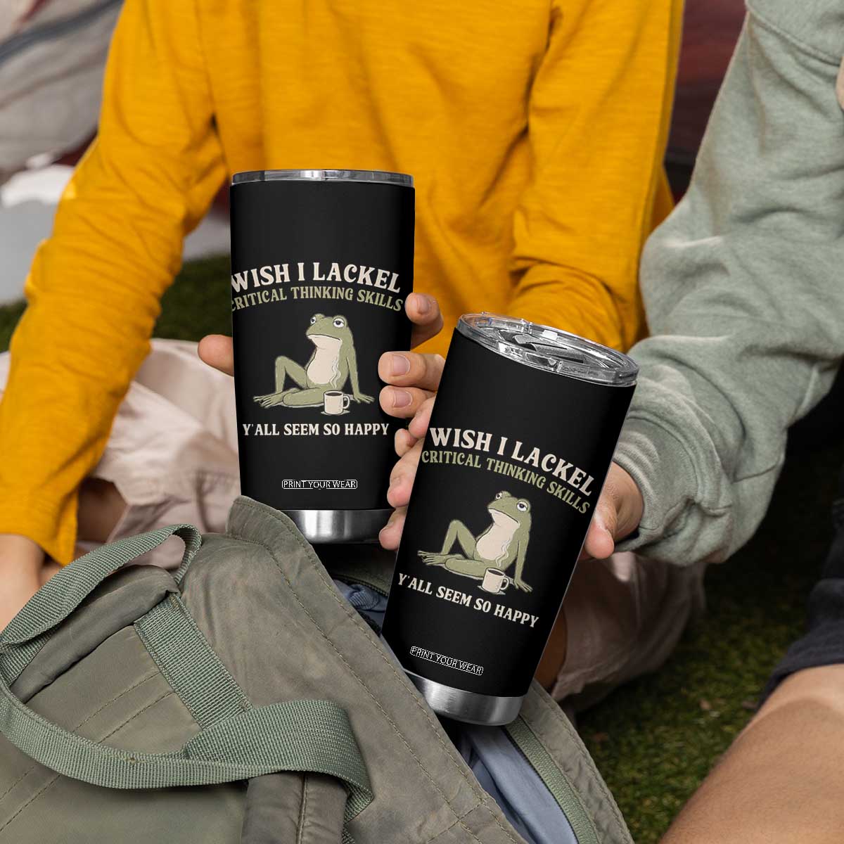 Funny Overthinking Frog Drinking Coffee Meme Tumbler Cup What If Everyone Else Is Just Underthinking TS02 Print Your Wear