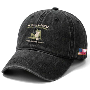 Funny Overthinking Frog Drinking Coffee Meme Washed Cotton Baseball Cap What If Everyone Else Is Just Underthinking TS02 Print Your Wear
