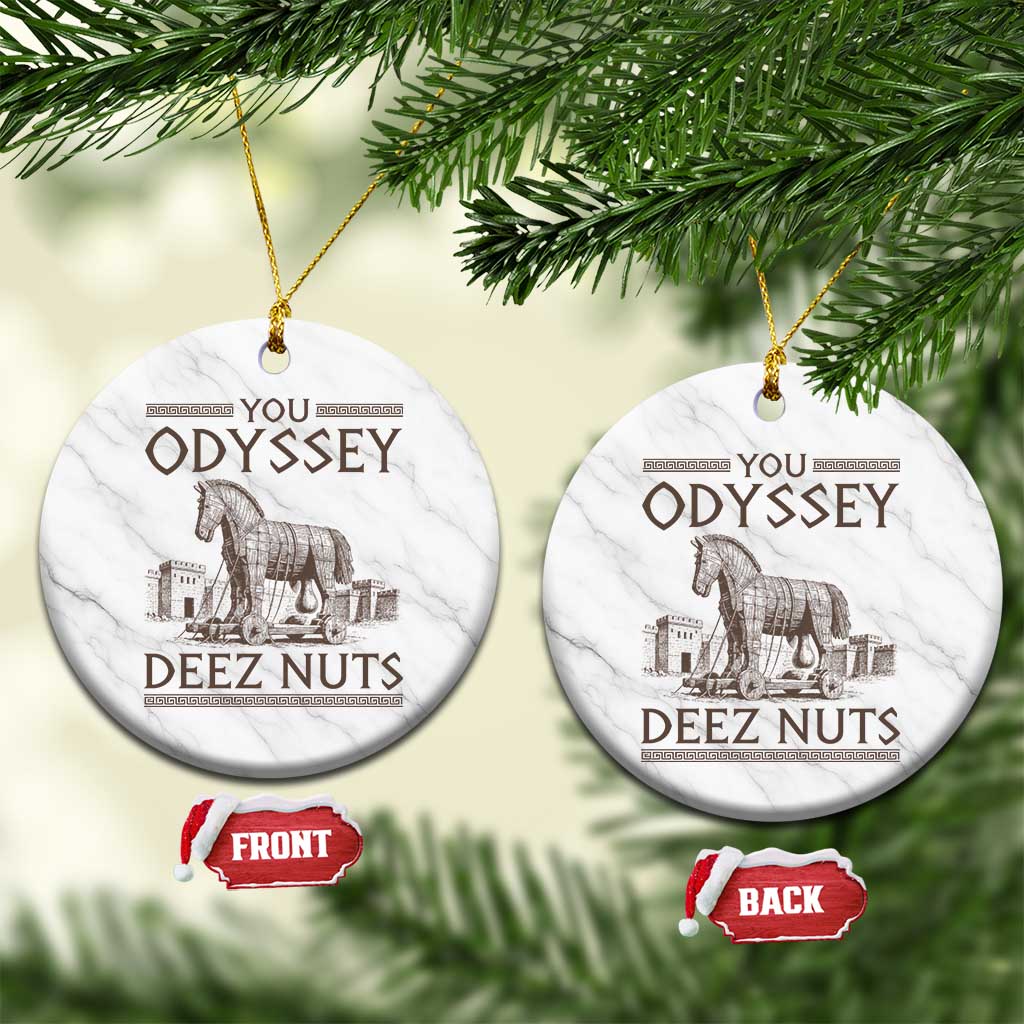 Funny Trojan Horse You Odyssey Deez Nuts Ceramic Ornament Offensive Adult Humor Greek Mythology Humor TS02 1pc White Marble Print Your Wear