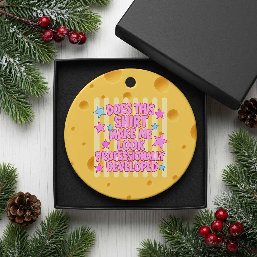 Does This Shirt Make Me Look Professionally Developed Ceramic Ornament Y2K Retro Stars Funny Professional Development Workplace Humor TS02 1pc Yellow Cheese Print Your Wear