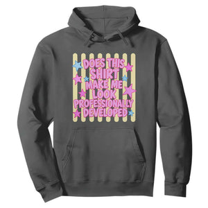 Does This Shirt Make Me Look Professionally Developed Hoodie Y2K Retro Stars Funny Professional Development Workplace Humor TS02 Dark Heather Print Your Wear