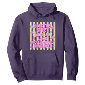 Does This Shirt Make Me Look Professionally Developed Hoodie Y2K Retro Stars Funny Professional Development Workplace Humor TS02 Purple Print Your Wear