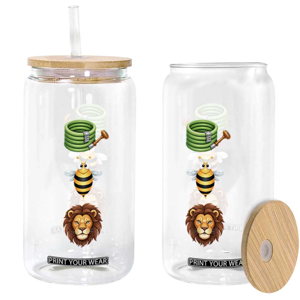 Hose Bee Lion Meme Slang Funny Sarcastic Pun Graphic Glass Can TS02 Print Your Wear