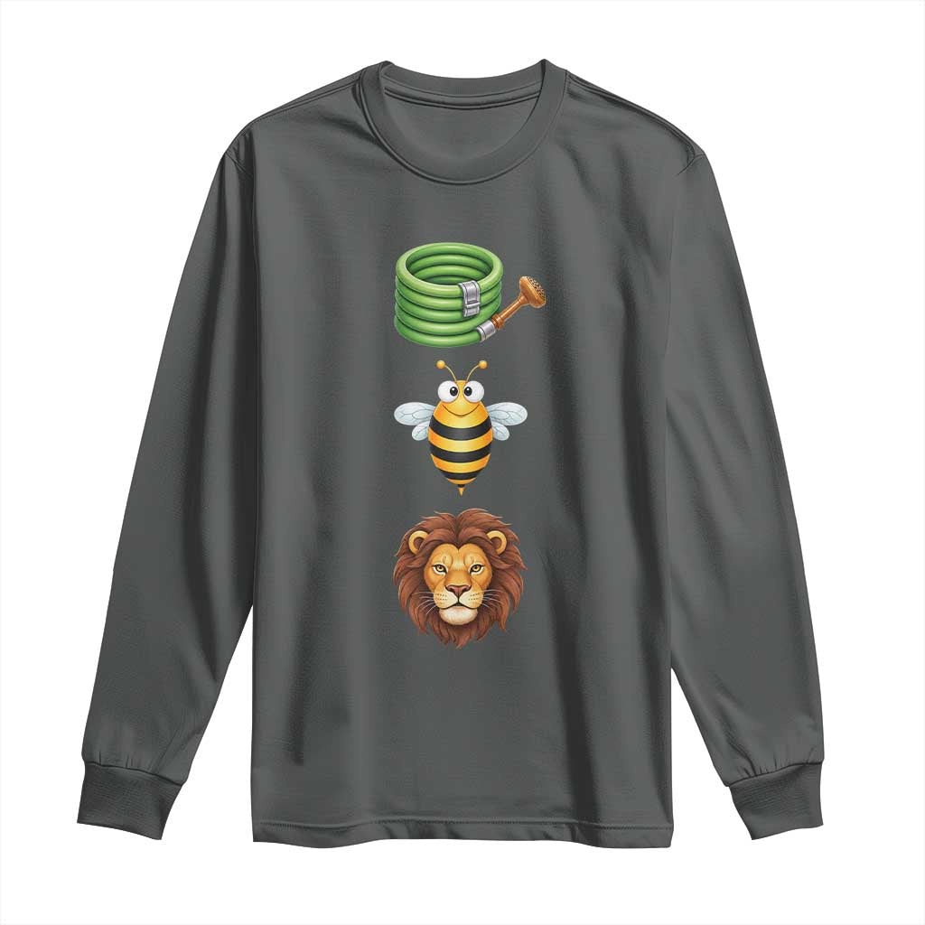 Hose Bee Lion Meme Slang Funny Sarcastic Pun Graphic Long Sleeve Shirt TS02 Dark Heather Print Your Wear
