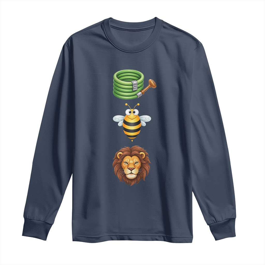 Hose Bee Lion Meme Slang Funny Sarcastic Pun Graphic Long Sleeve Shirt TS02 Navy Print Your Wear