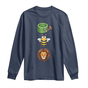 Hose Bee Lion Meme Slang Funny Sarcastic Pun Graphic Long Sleeve Shirt TS02 Navy Print Your Wear