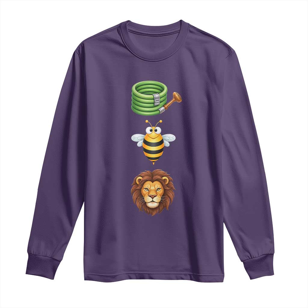 Hose Bee Lion Meme Slang Funny Sarcastic Pun Graphic Long Sleeve Shirt TS02 Purple Print Your Wear