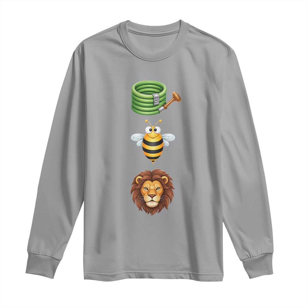 Hose Bee Lion Meme Slang Funny Sarcastic Pun Graphic Long Sleeve Shirt TS02 Sport Gray Print Your Wear