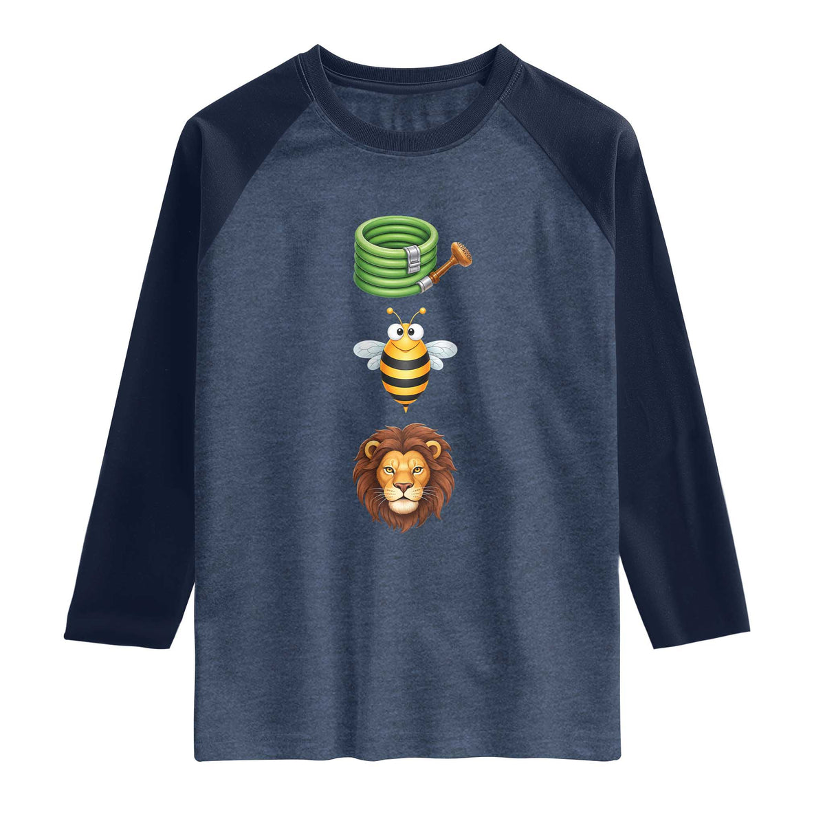 Hose Bee Lion Meme Slang Funny Sarcastic Pun Graphic Raglan Shirt TS02 Heather Denim Navy Print Your Wear