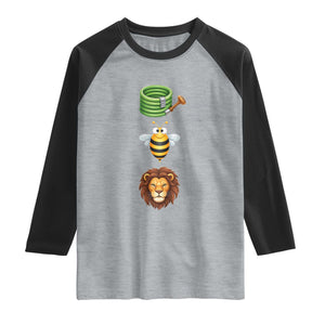 Hose Bee Lion Meme Slang Funny Sarcastic Pun Graphic Raglan Shirt TS02 Heather Gray Black Print Your Wear