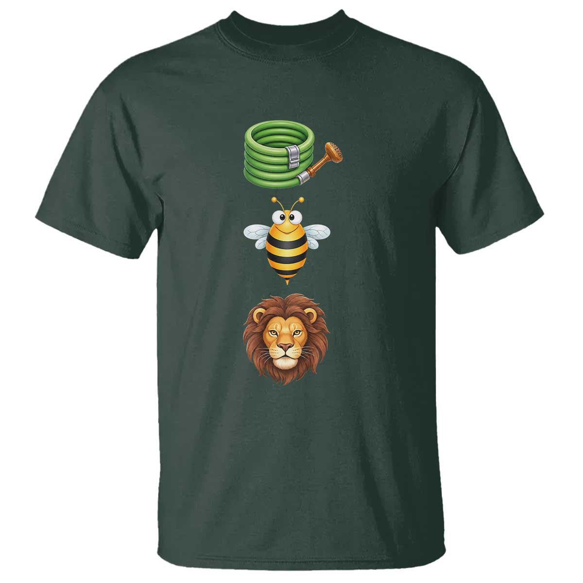 Hose Bee Lion Meme Slang Funny Sarcastic Pun Graphic T Shirt TS02 Dark Forest Green Print Your Wear