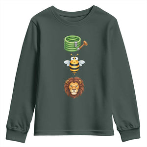 Hose Bee Lion Meme Slang Funny Sarcastic Pun Graphic Youth Sweatshirt TS02 Dark Forest Green Print Your Wear