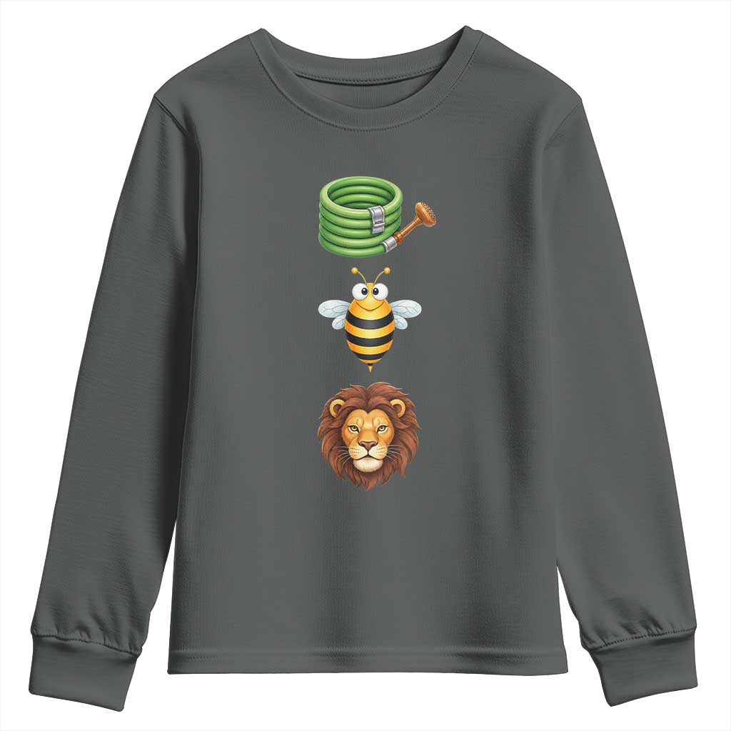 Hose Bee Lion Meme Slang Funny Sarcastic Pun Graphic Youth Sweatshirt TS02 Dark Heather Print Your Wear