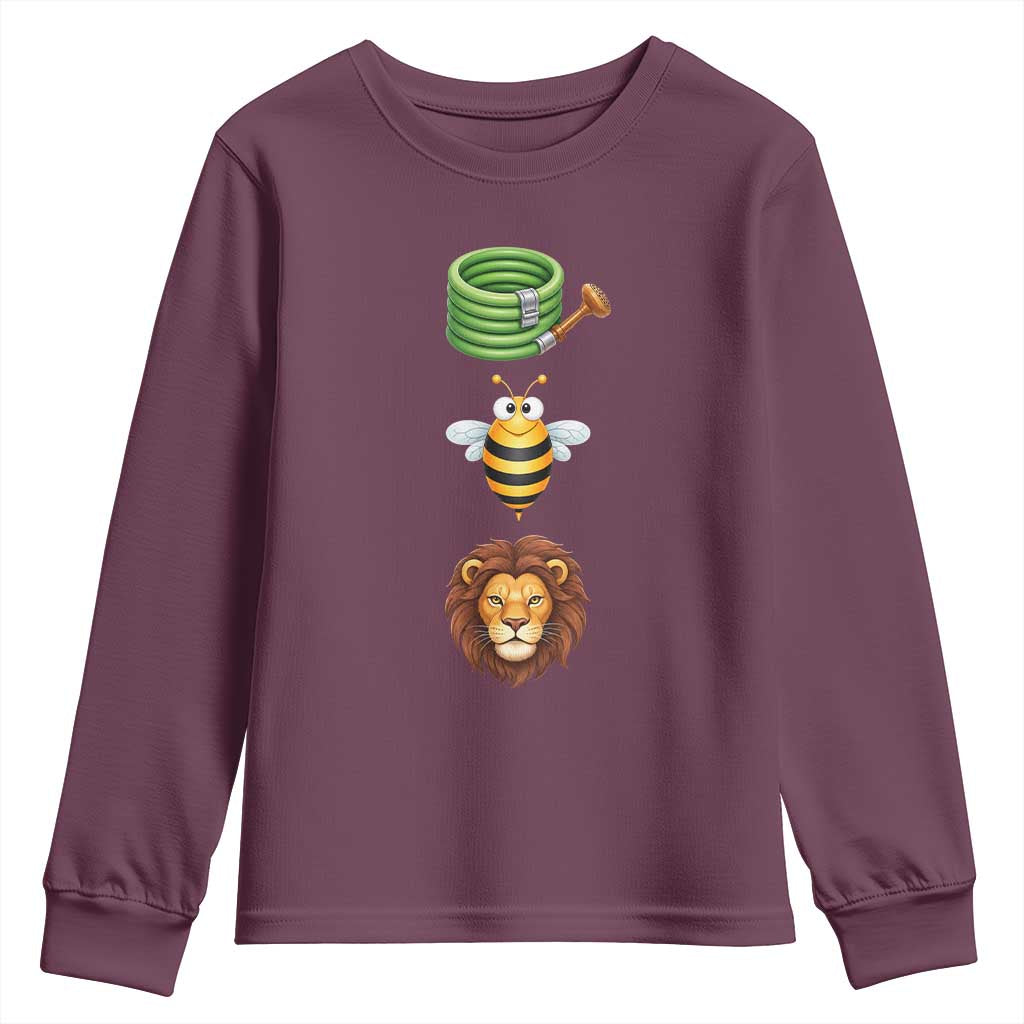 Hose Bee Lion Meme Slang Funny Sarcastic Pun Graphic Youth Sweatshirt TS02 Maroon Print Your Wear