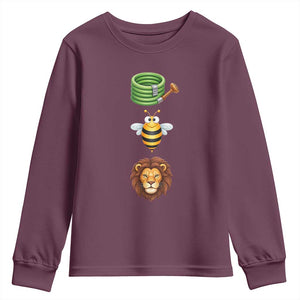 Hose Bee Lion Meme Slang Funny Sarcastic Pun Graphic Youth Sweatshirt TS02 Maroon Print Your Wear