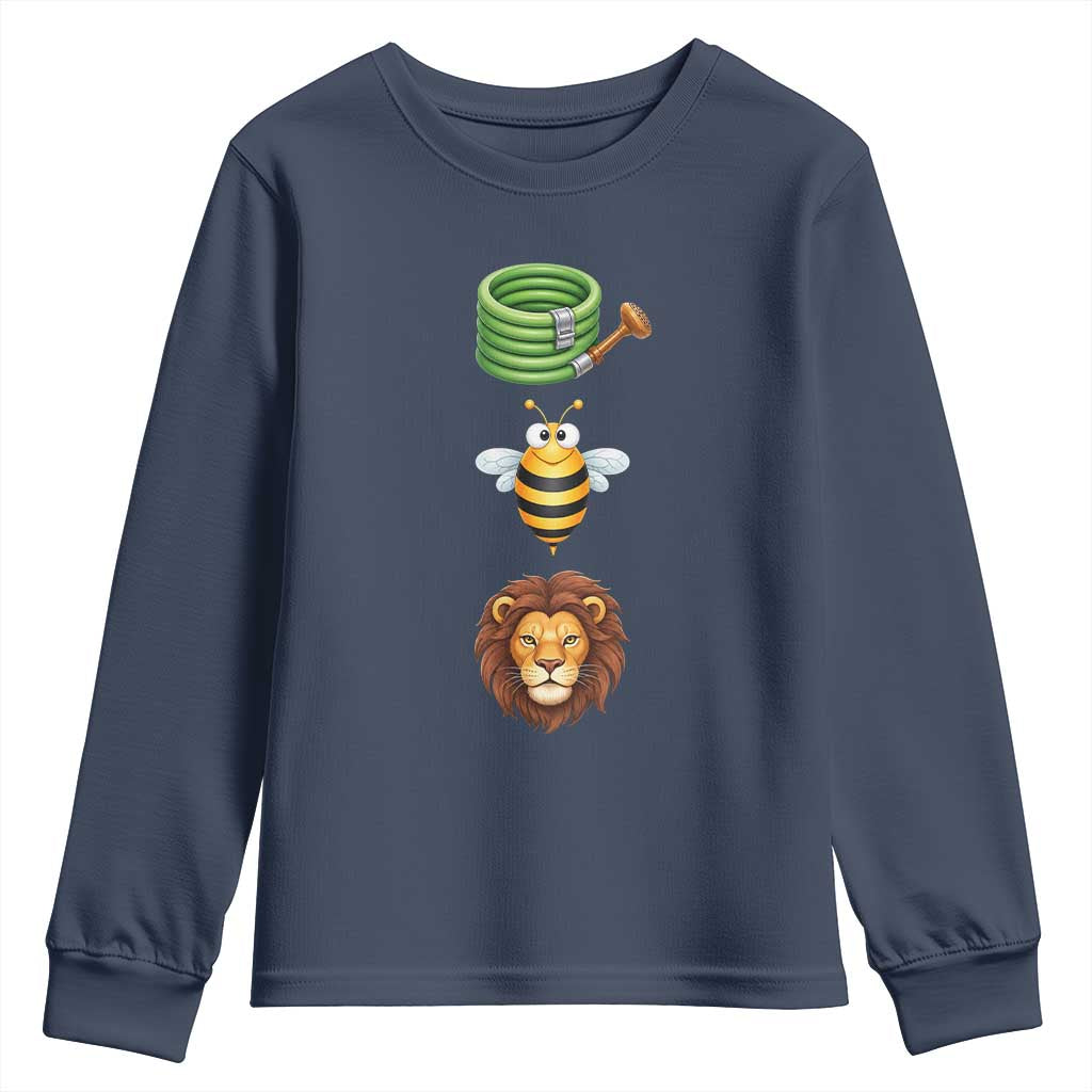Hose Bee Lion Meme Slang Funny Sarcastic Pun Graphic Youth Sweatshirt TS02 Navy Print Your Wear